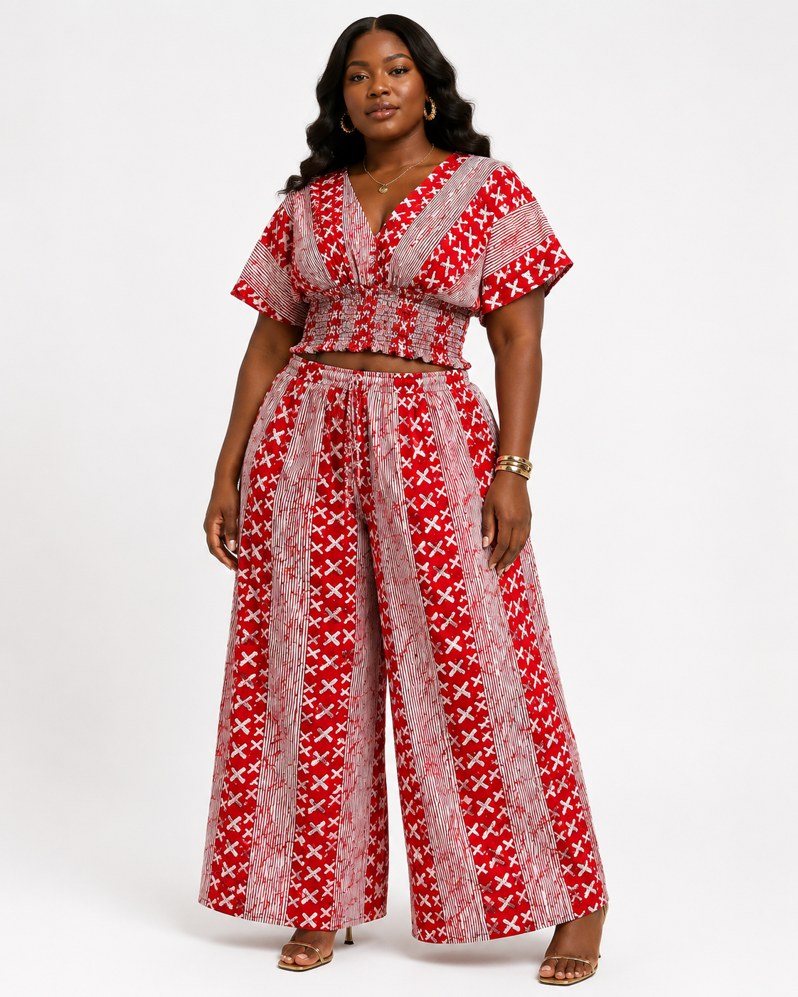 Ankara Smocked Crop Top & Palazzo Pants Set | African Print Co-ord | Agbeke Style