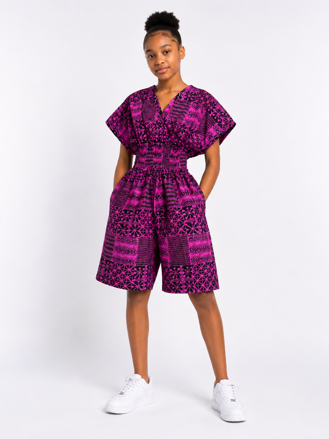 Ankara Smocked Waist Playsuit | African Print Romper | Agbeke Style