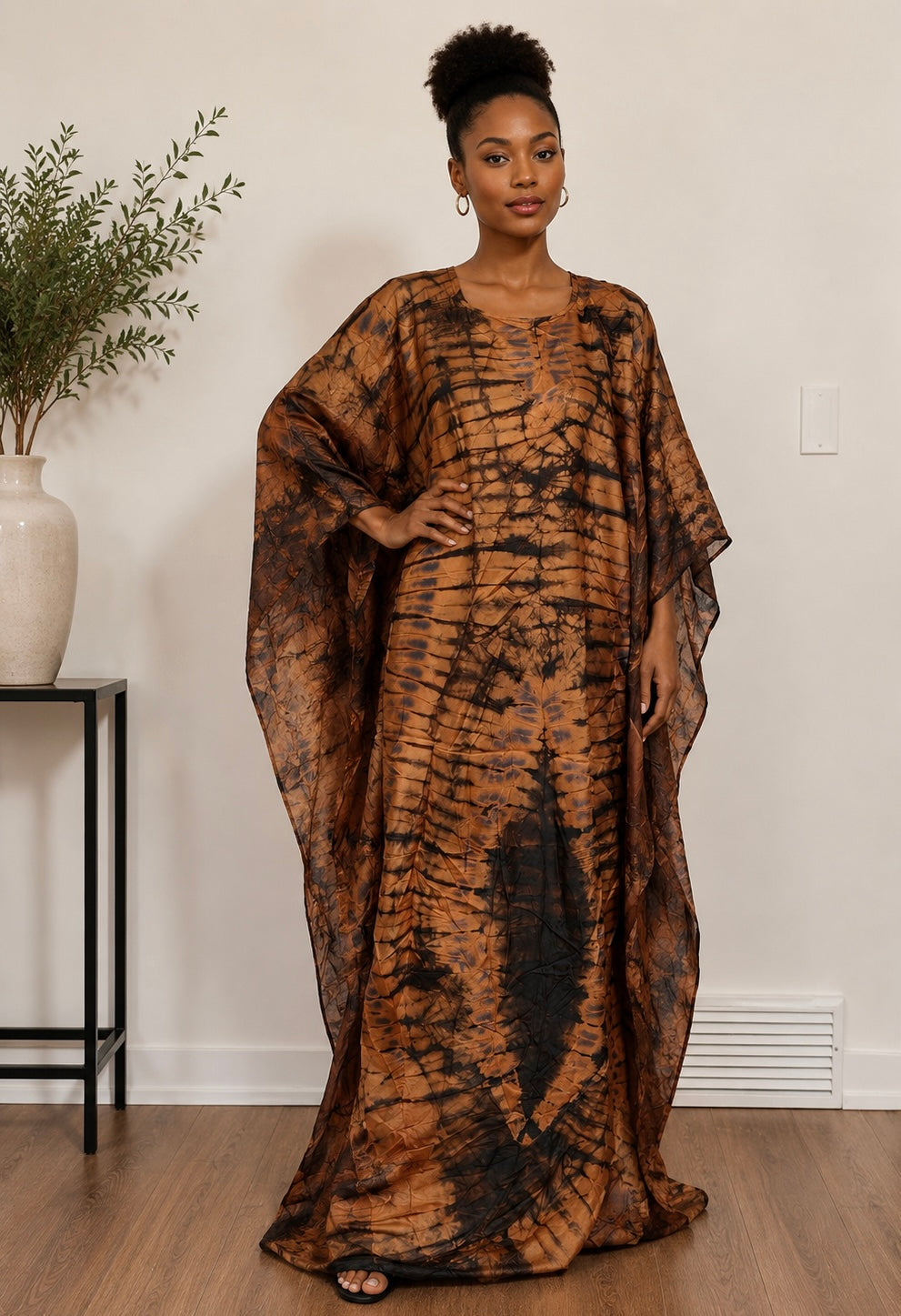 *Adire Silk Caftan | African Print Maxi Dress| Agbeke Style