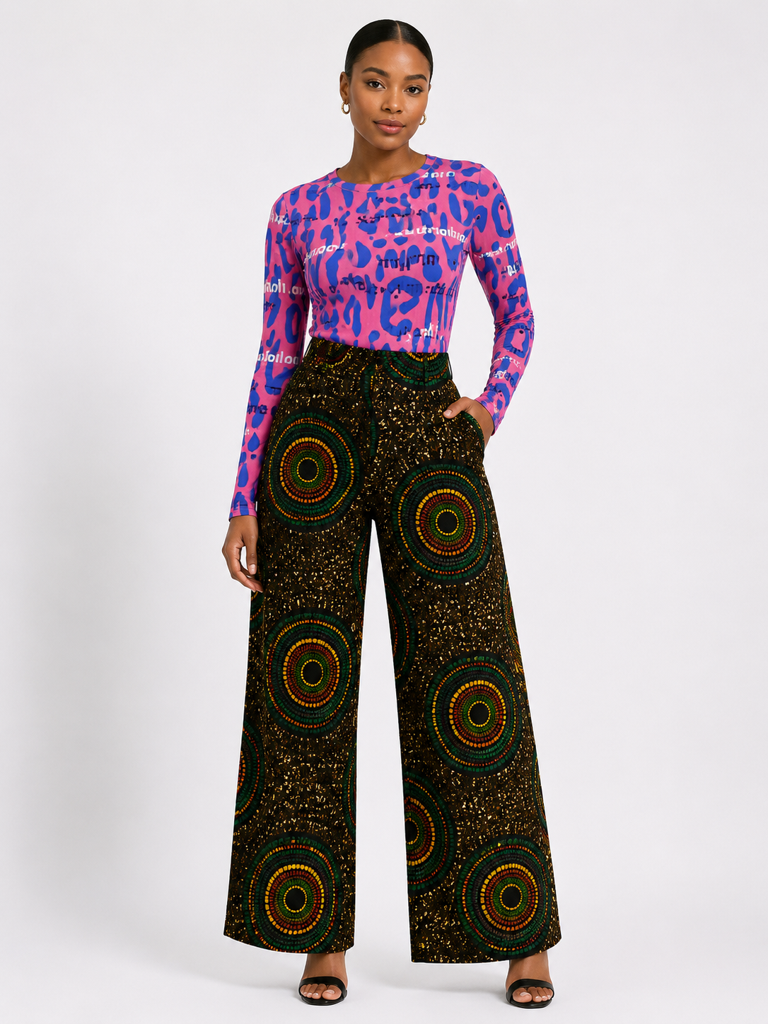 *Printed Mesh Long Sleeve Top | Women's Statement Top | Agbeke Style