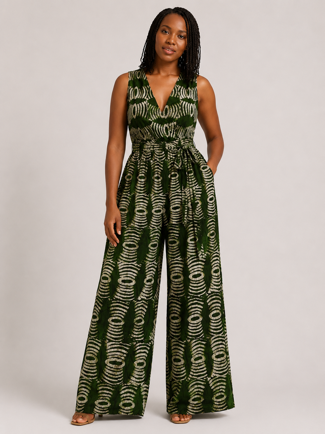 Adire Sleeveless Jumpsuit | African Print Jumpsuit | Agbeke Style