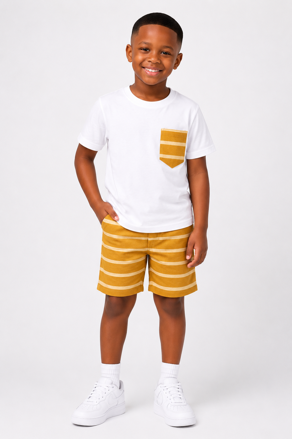 *Unisex Asooke Shorts & Tee Set | African Print Kids' 2-Piece Set | Agbeke Style
