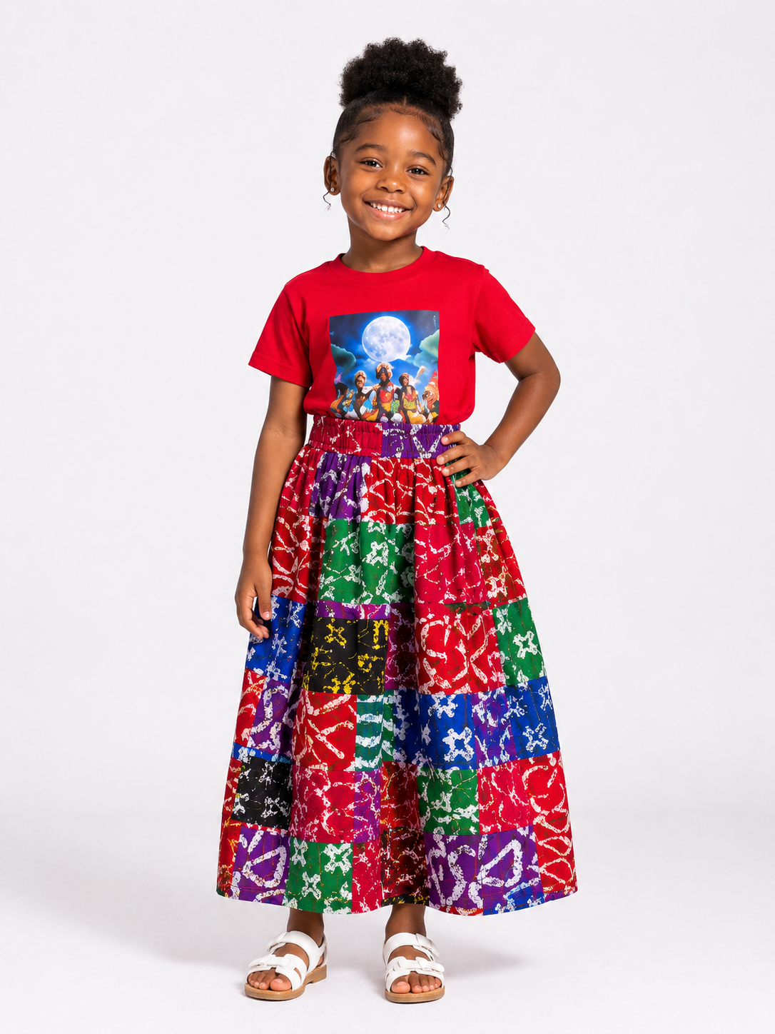 ***Ankara Patchwork Maxi Skirt & Tee Set | African Print Kids' Set | Agbeke Style