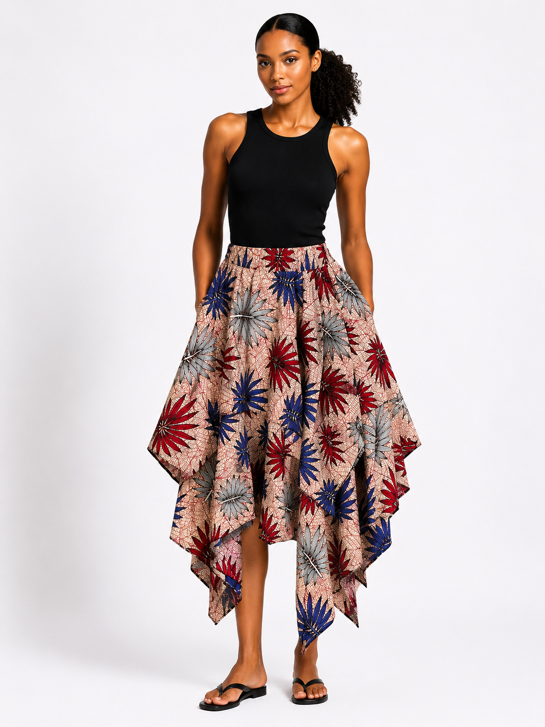 *Ankara Handkerchief Hem Skirt | African Print Skirt | Agbeke Style