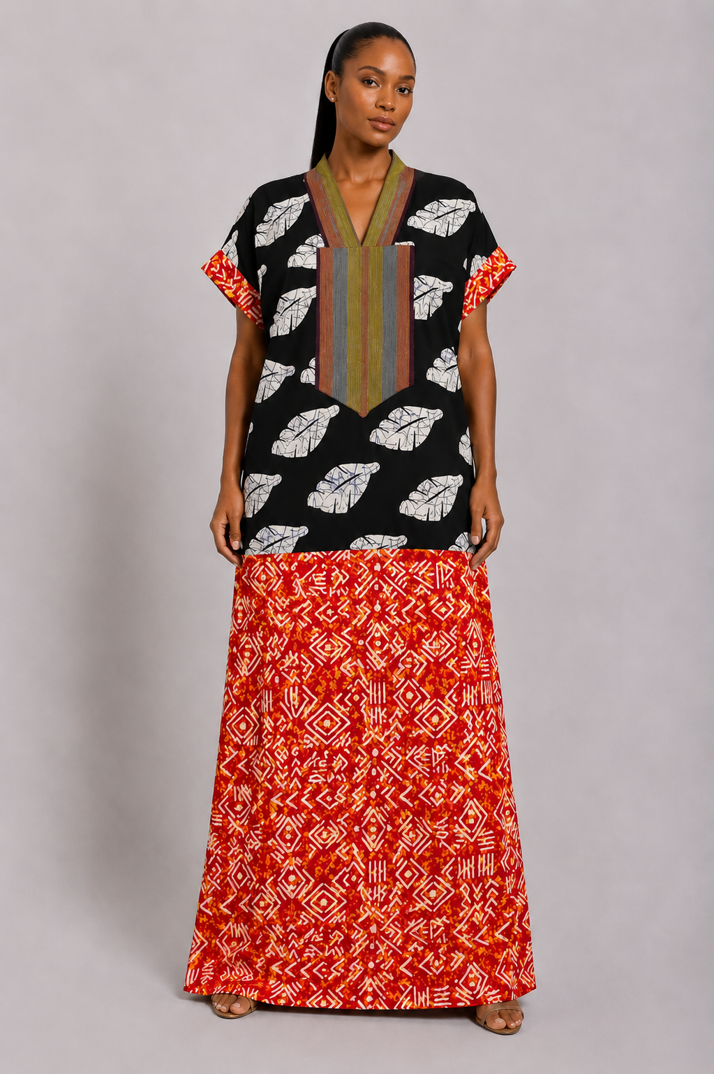Ankara & Asooke Bubu Dress  | African Print Kaftan | Agbeke Style