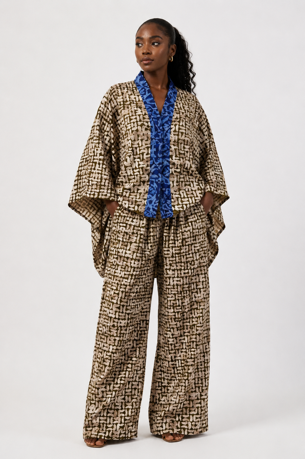 Adire 2-Piece Oversized Top & Palazzo Pants Set | African Print Co-ord | Agbeke Style