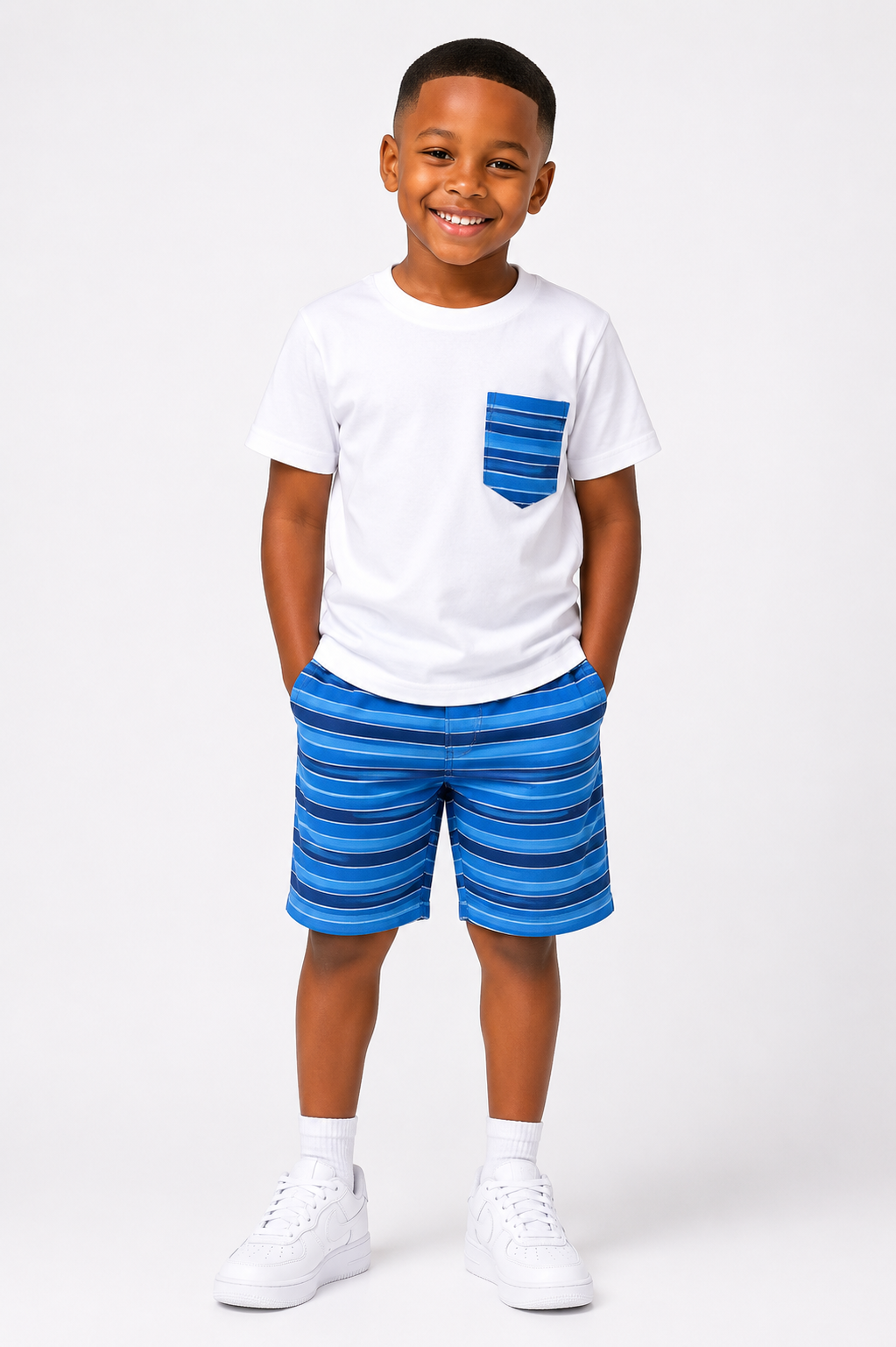 *Unisex Asooke Shorts & Tee Set | African Print Kids' 2-Piece Set | Agbeke Style