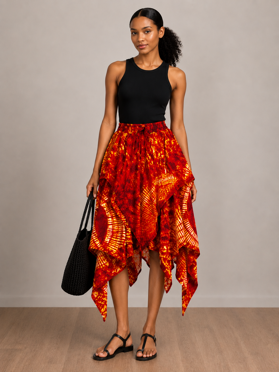 *Ankara Handkerchief Hem Skirt | African Print Skirt | Agbeke Style