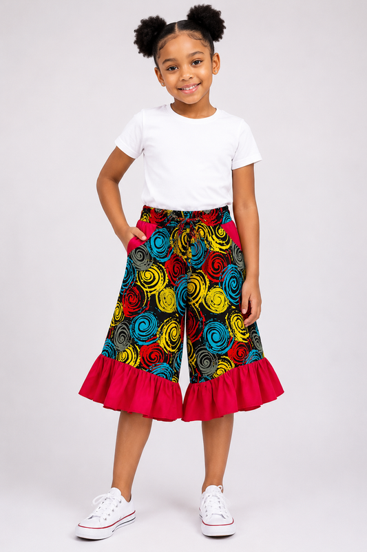 Ankara Ruffle Hem Shorts | African Print Kids' Shorts | Agbeke Style