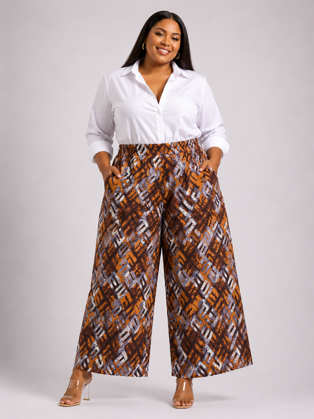 *Ankara Print Wide-Leg Pants For Plus Size | African Print Trousers | Agbeke Style