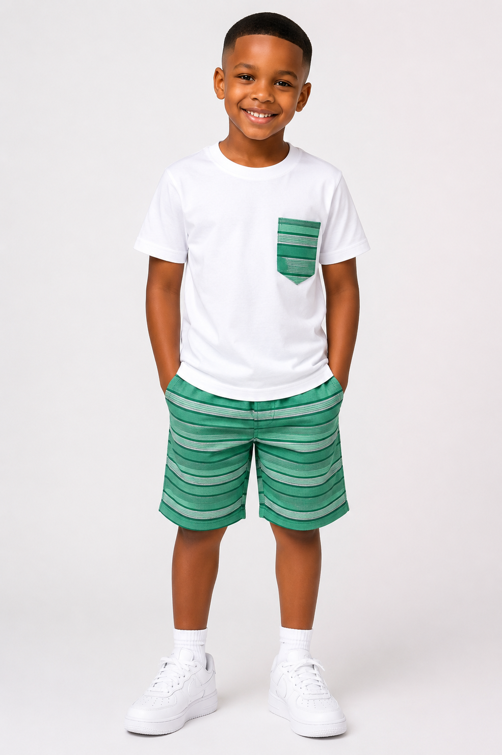 *Unisex Asooke Shorts & Tee Set | African Print Kids' 2-Piece Set | Agbeke Style
