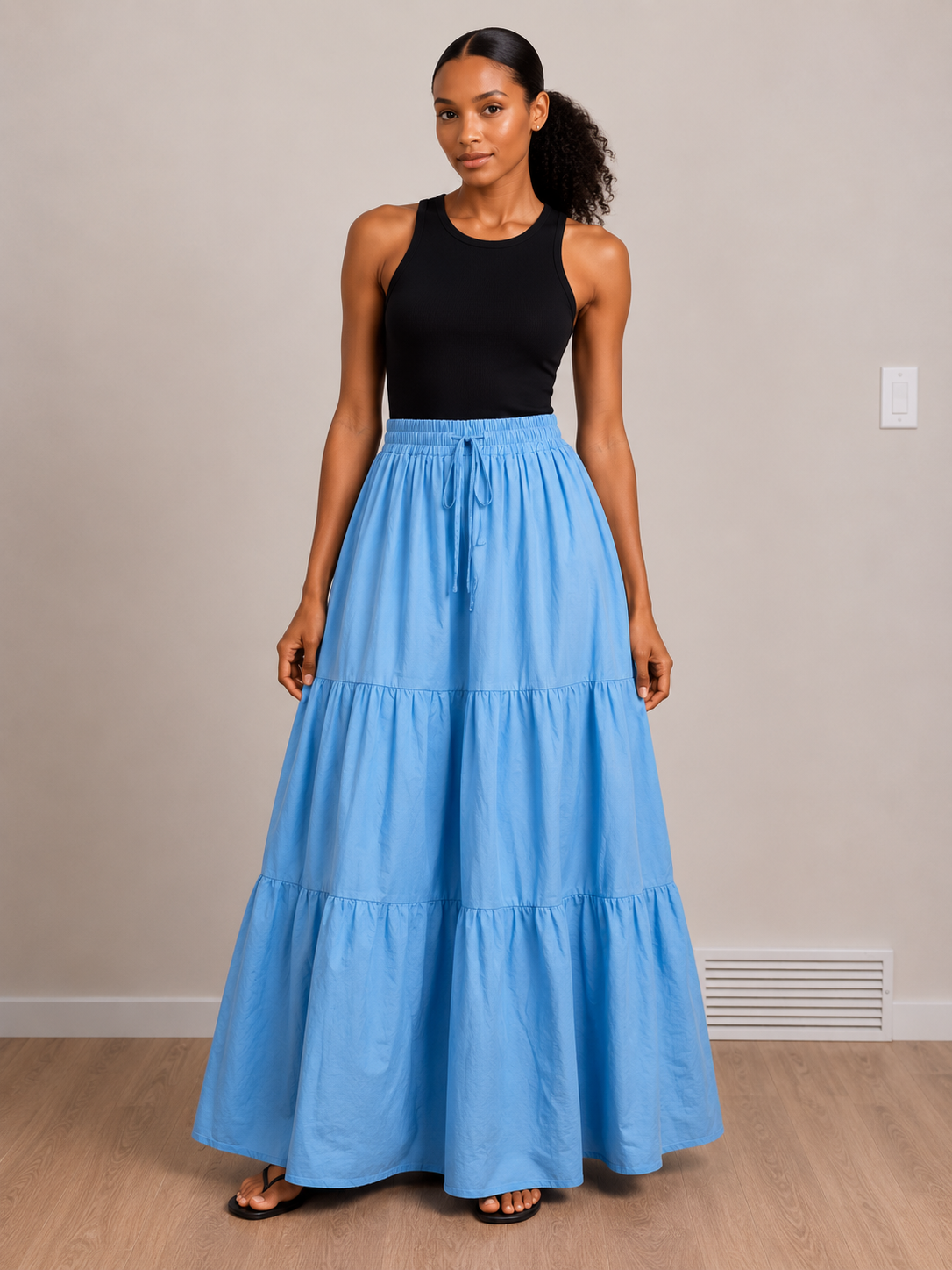 *Tiered Maxi Skirt with Drawstring Waist | Women's Everyday Skirt | Agbeke Style