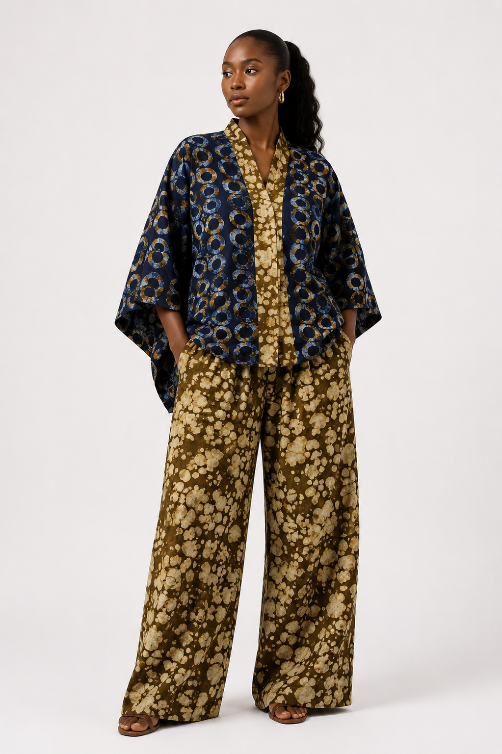 Adire 2-Piece Oversized Top & Palazzo Pants Set | African Print Co-ord | Agbeke Style