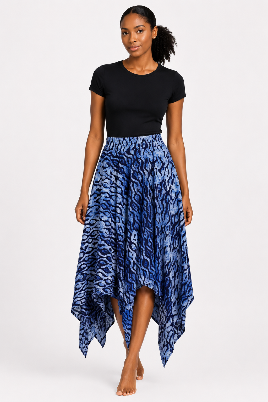Adire Handkerchief Hem Skirt | African Print Skirt | Agbeke Style