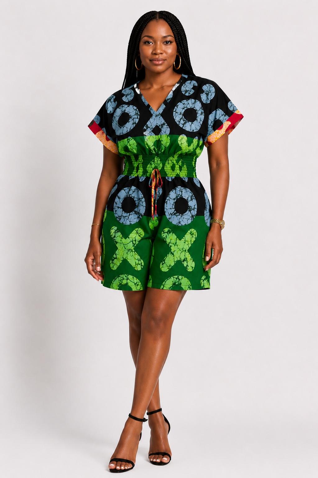 Ankara Smocked Waist Playsuit | African Print Romper | Agbeke Style