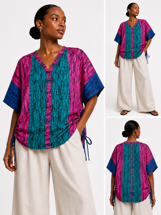 Ankara Oversized Ruched Sides Top| African Print Top | Agbeke Style