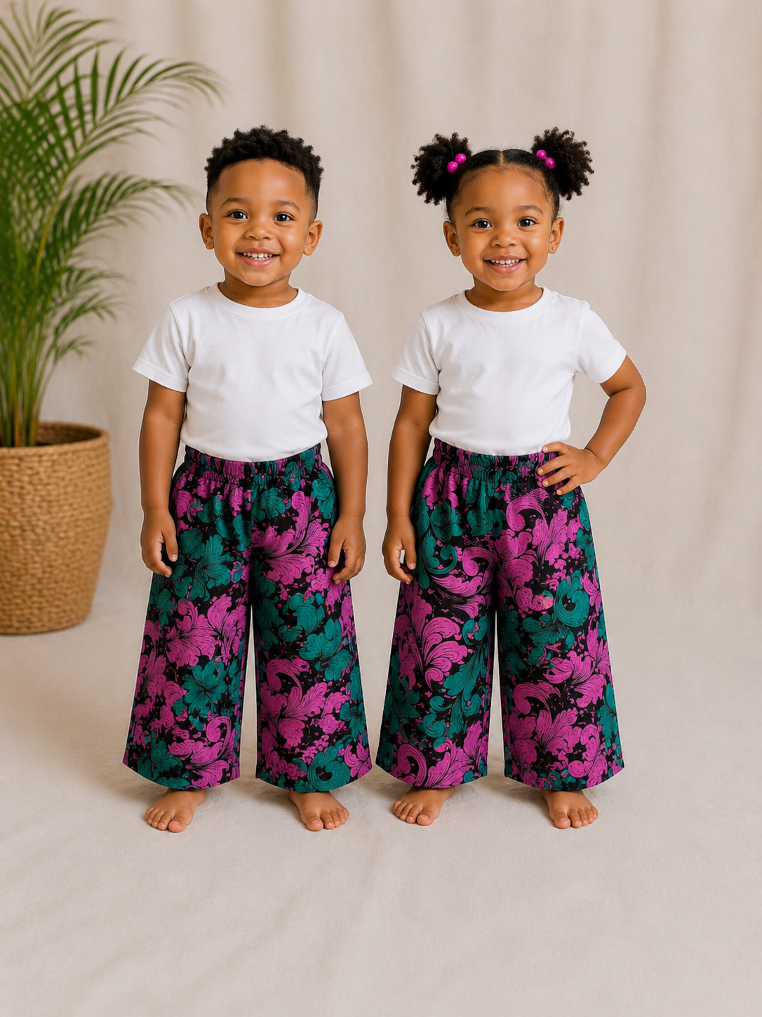 Kids Ankara Wide Leg Pants | African Print Trousers | Agbeke Style