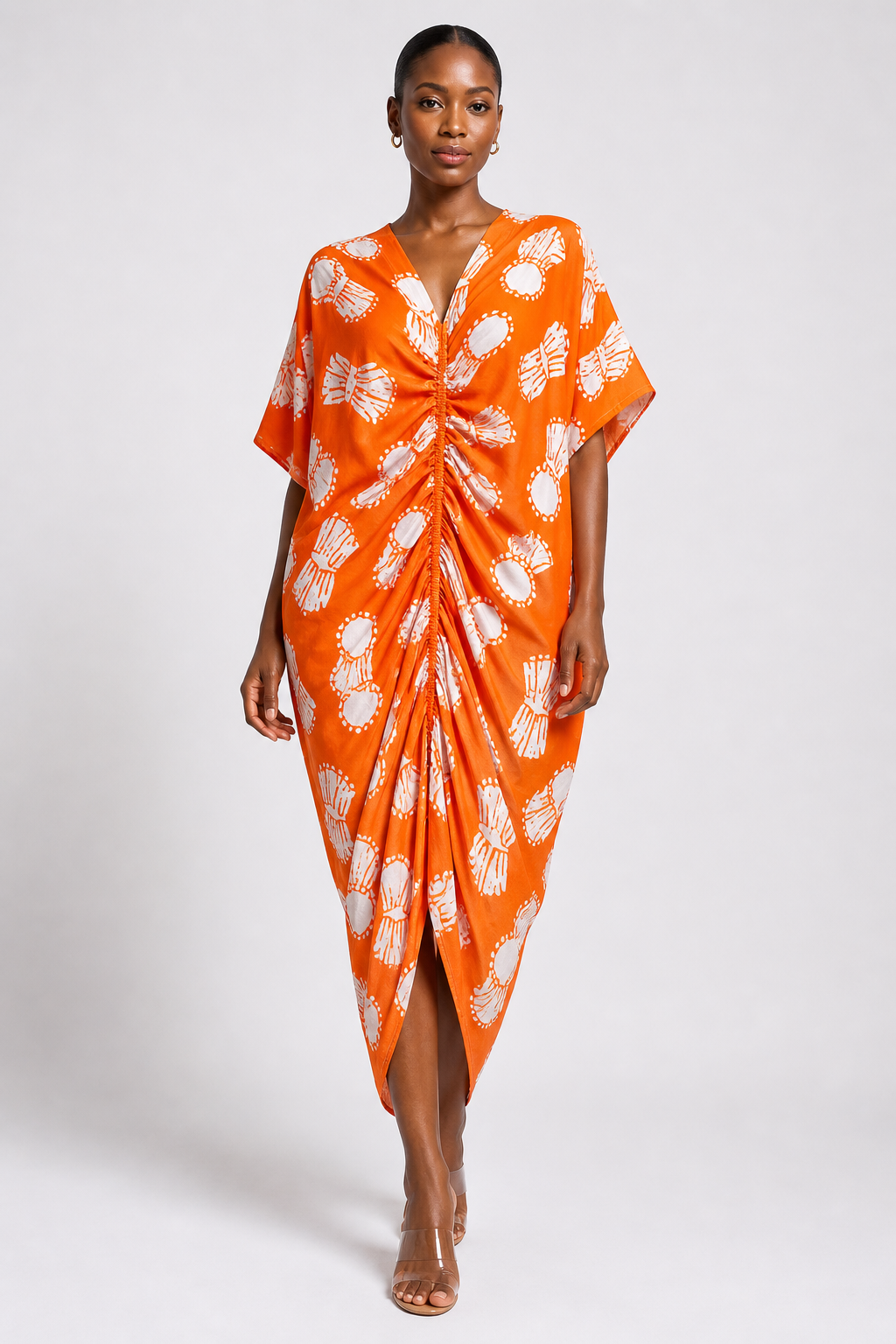 Ankara Ruched Midi Dress with Inner Belt | Agbeke Style