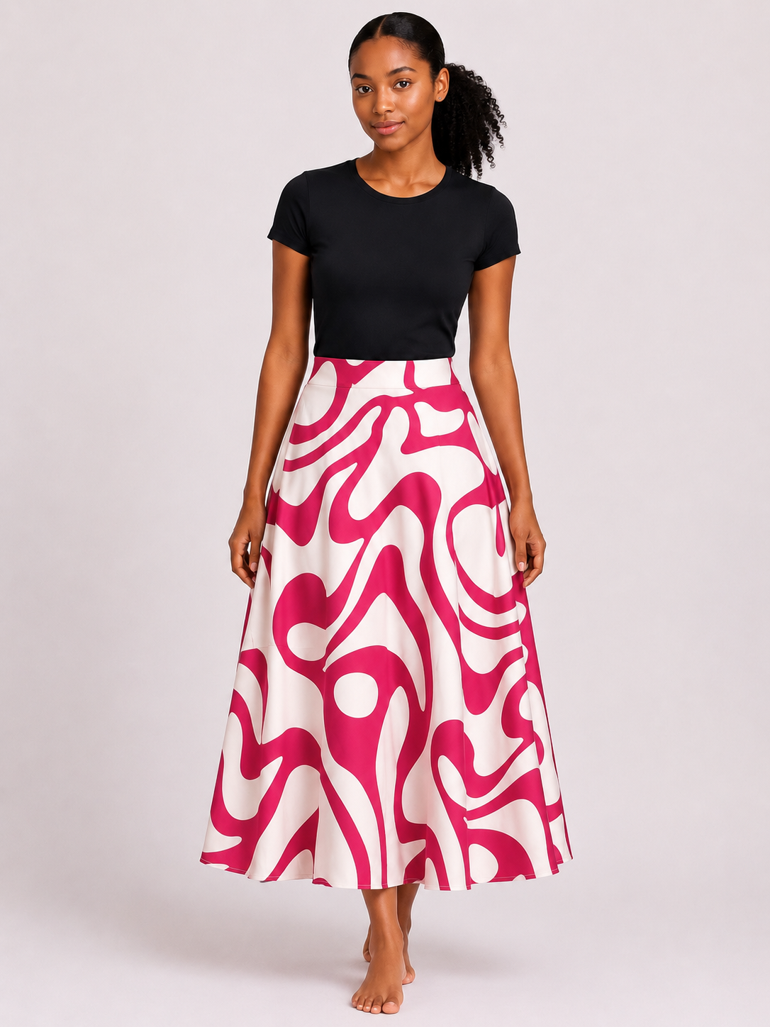 Satin Midi Skirt | Flowy A-Line Statement Skirt  | Agbeke Style