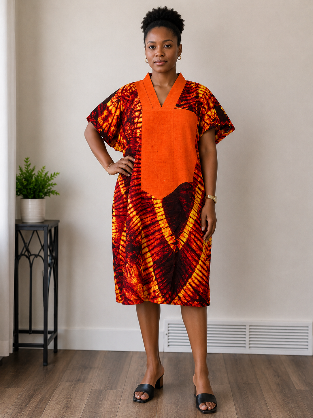 *Ankara & Asooke Knee Length Bubu  | African Print Dress | Agbeke Style