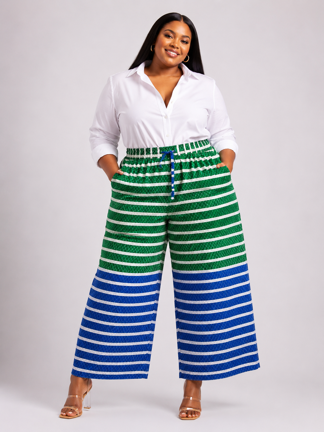 *Ankara Print Wide-Leg Pants For Plus Size | African Print Trousers | Agbeke Style