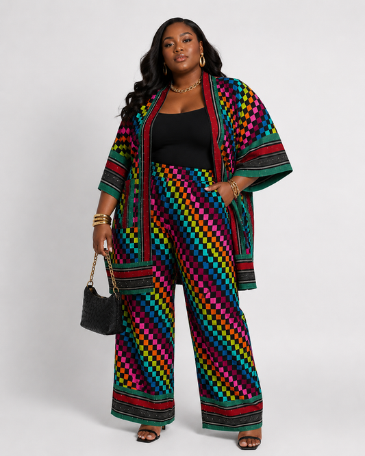 Ankara & Asooke 3-in-1 Kimono Set with Rhinestone Detail | Agbeke Style