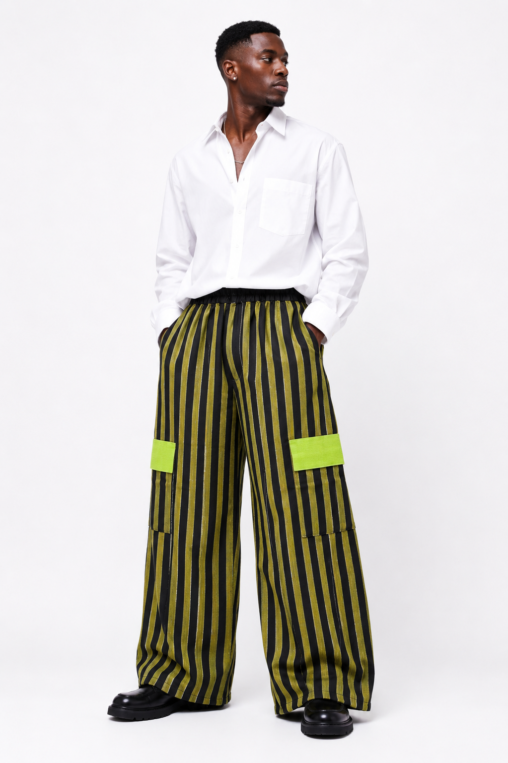 Asooke Striped Palazzo Cargo Pants | African Print Trousers for Men | Agbeke Style