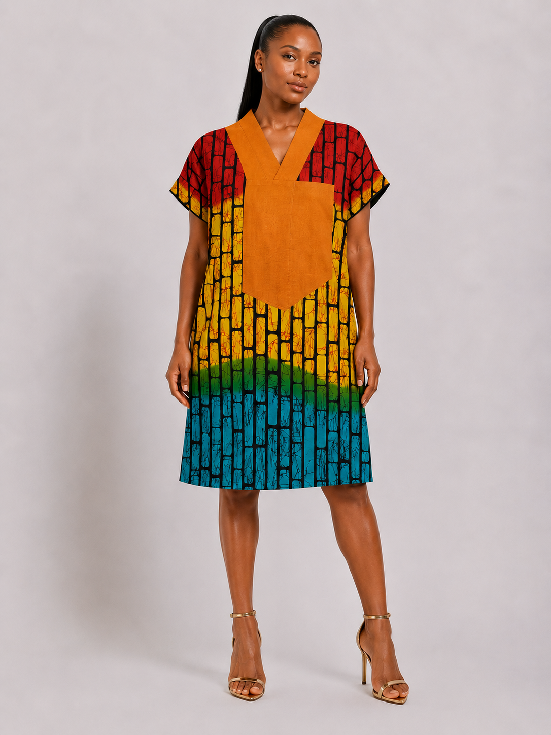 *Ankara & Asooke Knee Length Bubu  | African Print Dress | Agbeke Style