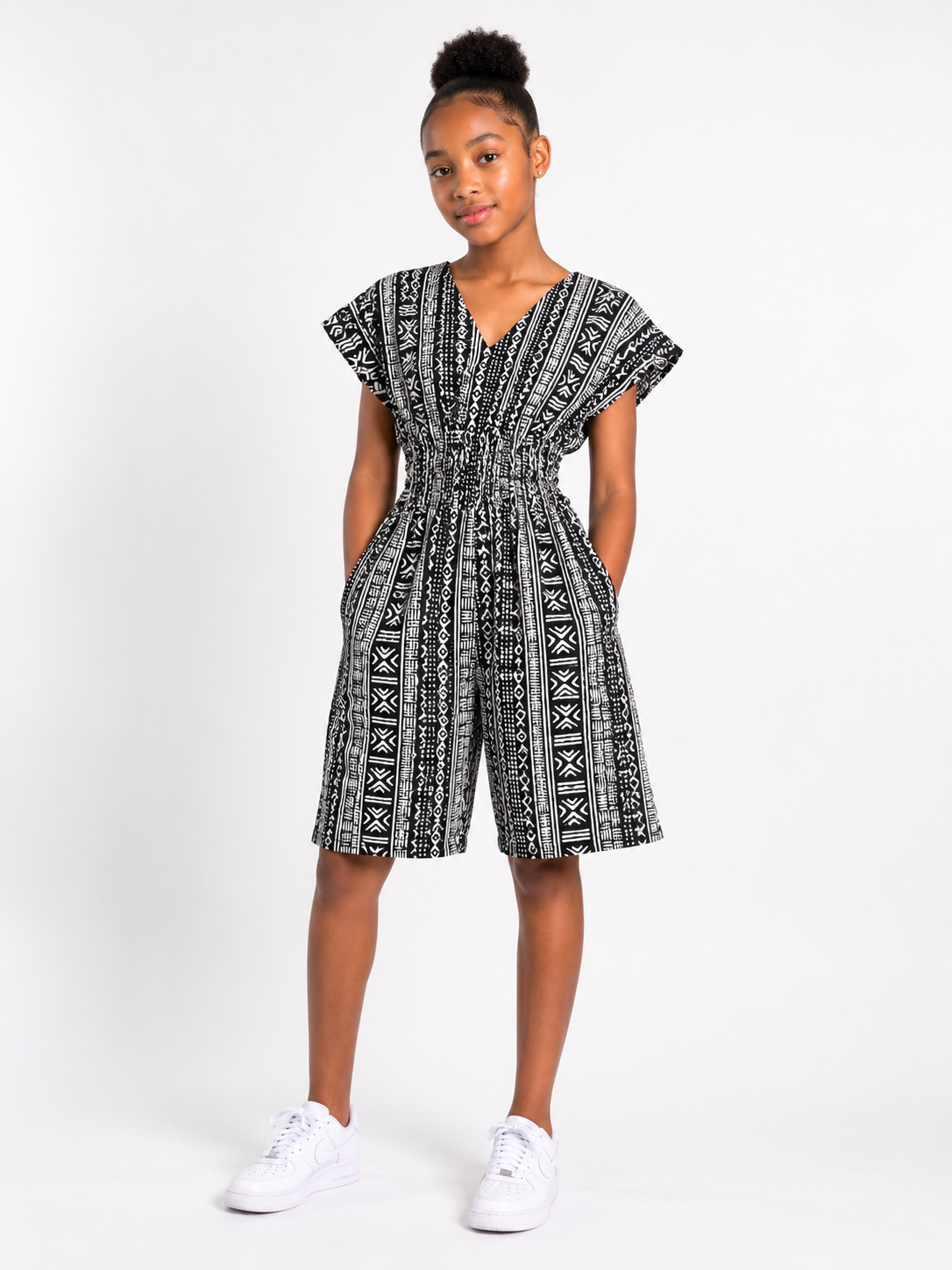 Ankara Smocked Waist Playsuit | African Print Romper | Agbeke Style
