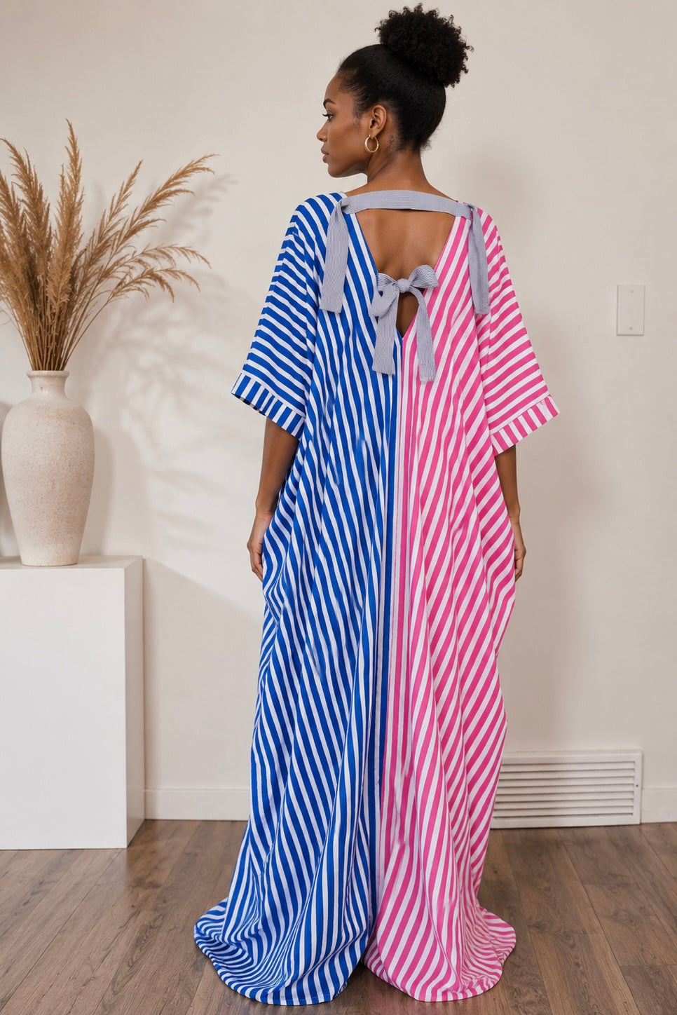 *Colour Block Stripe Kaftan Maxi Dress | Women's Oversized Kaftan | Agbeke Style