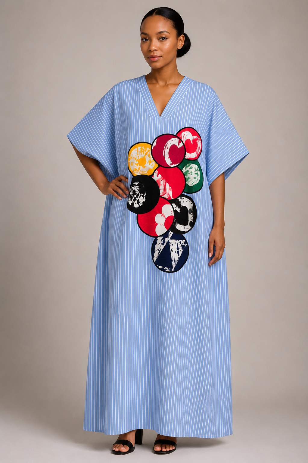 Striped Kaftan Maxi Dress | Relaxed Fit Statement Gown | Agbeke Style