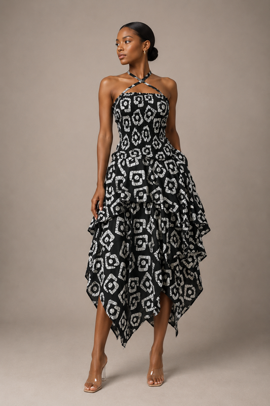 *Ankara Print Smocked Top & Handkerchief Skirt Set | African Print Co-ord | Agbeke Style