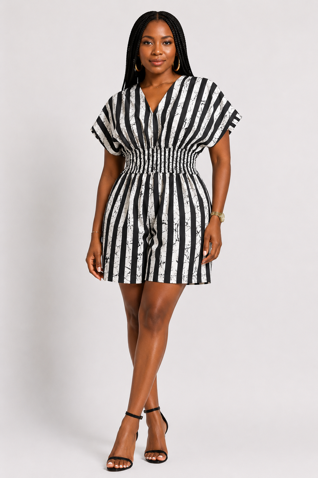 Ankara Smocked Waist Playsuit | African Print Romper | Agbeke Style