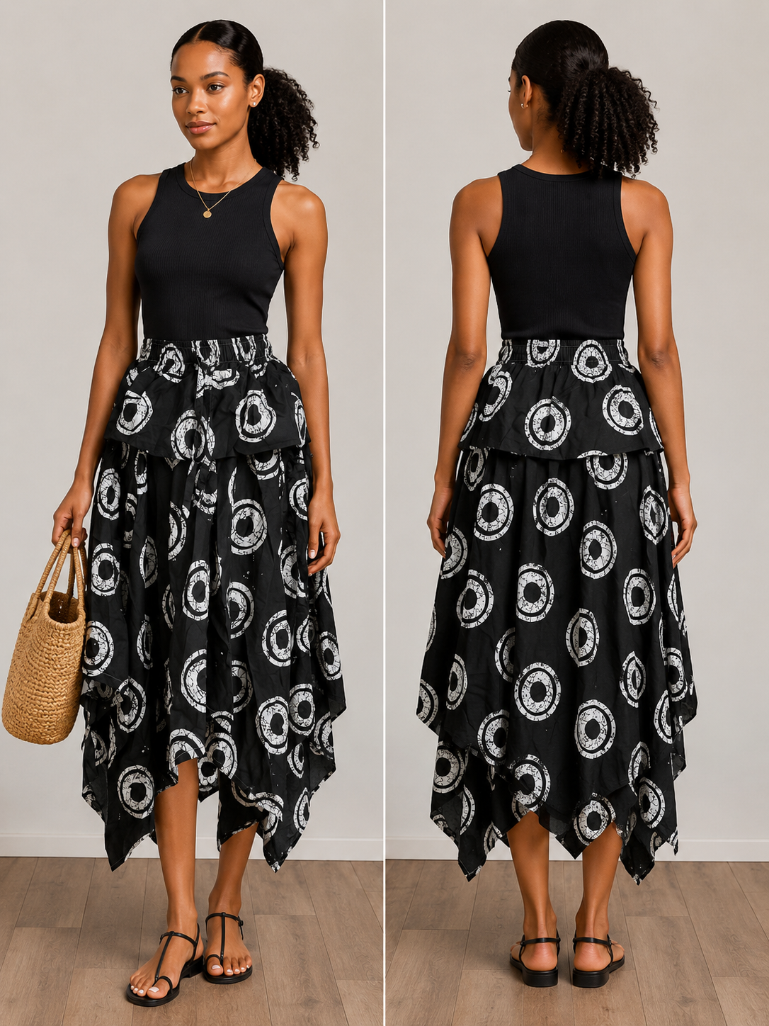 *Ankara Handkerchief Hem Skirt | African Print Skirt | Agbeke Style