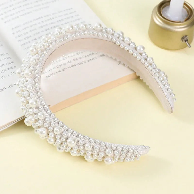 Baroque Pearl Encrusted Wide Headband | Statement Hair Accessory | Agbeke Style
