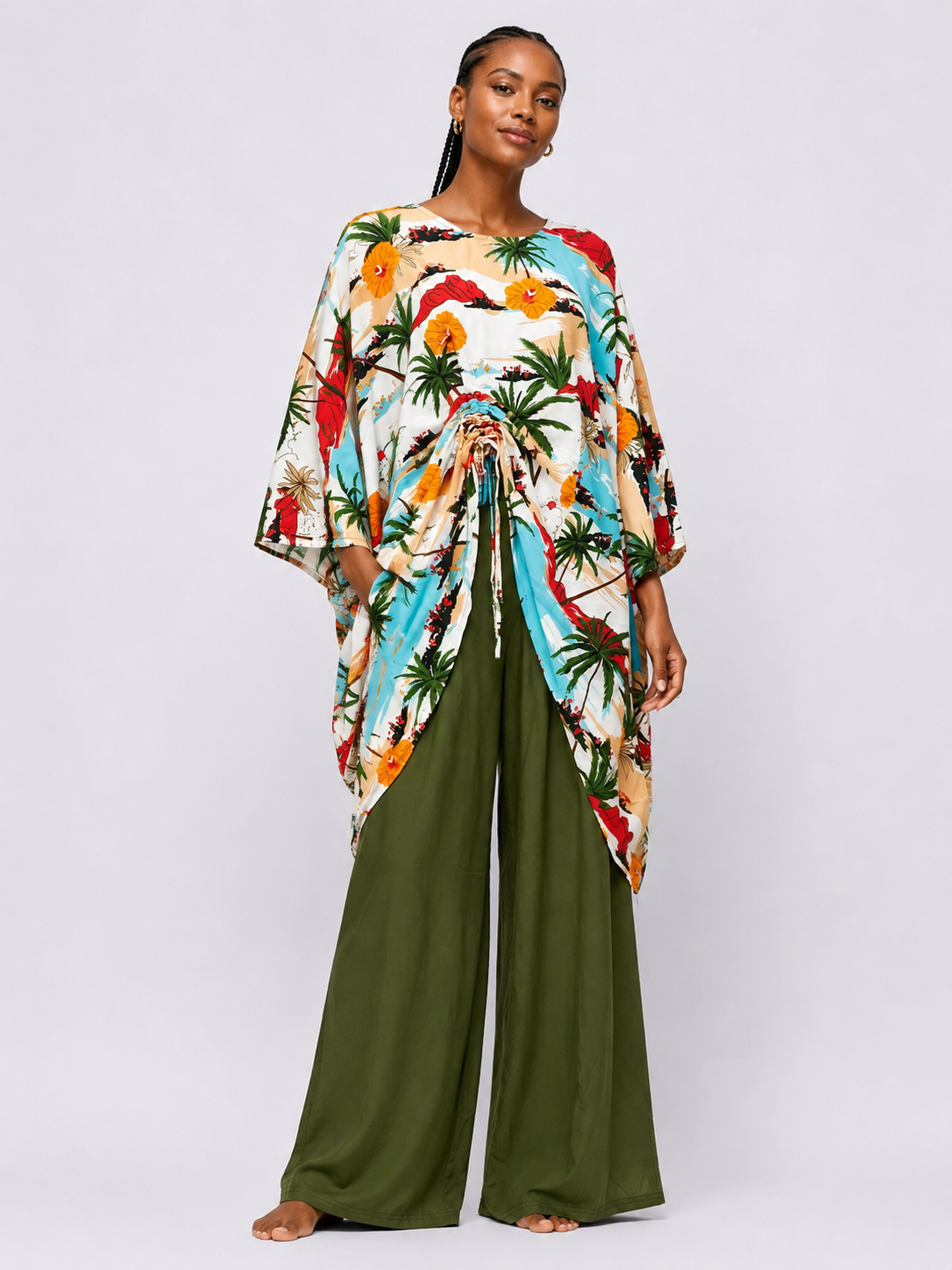 Ruched Tunic & Pants Set | 2-Piece Co-ord Set| Agbeke Style