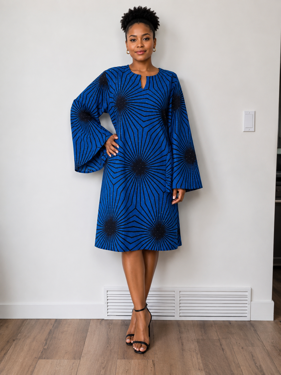 Rhinestone Bell Sleeve Midi Dress | Luxe Statement Dress | Agbeke Style