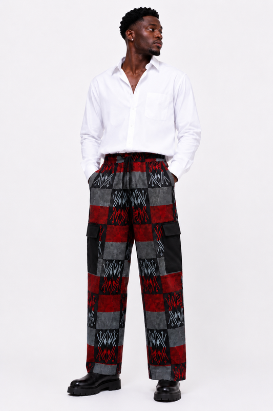 Men's Ankara Cargo Trousers | African Print Pants | Agbeke Style