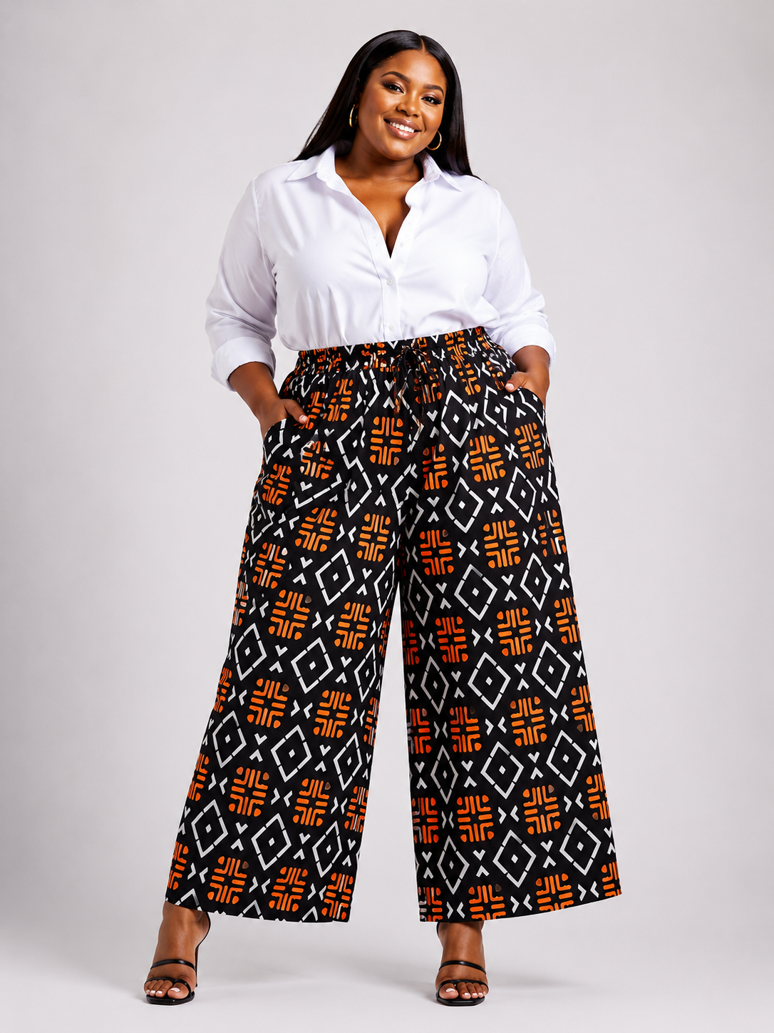 *Ankara Print Wide-Leg Pants For Plus Size | African Print Trousers | Agbeke Style