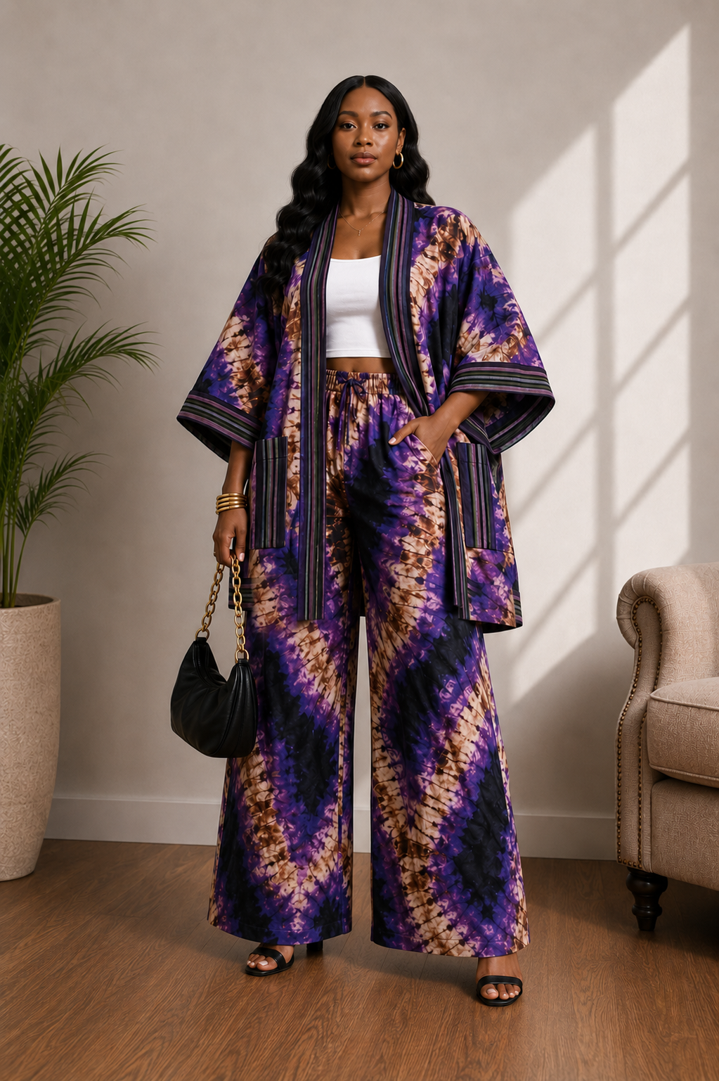 Ankara & Asooke 2-Piece Kimono & Palazzo Pants Set | African Print | Agbeke Style
