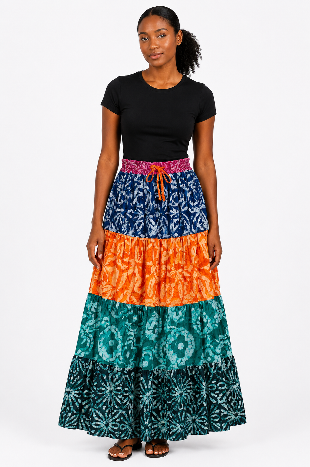 *Adire Maxi Tiered Skirt | African Print Skirt | Agbeke Style