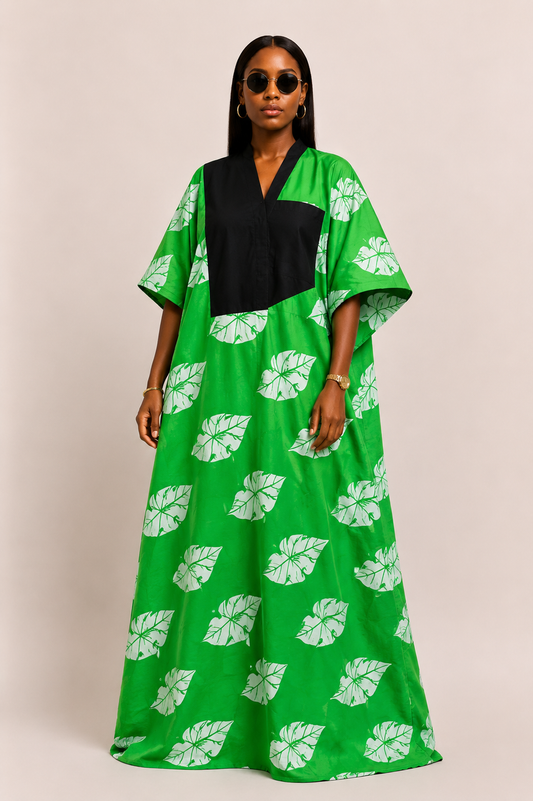 Ankara & Asooke Yoke Bubu Maxi Dress | African Print Kaftan | Agbeke Style