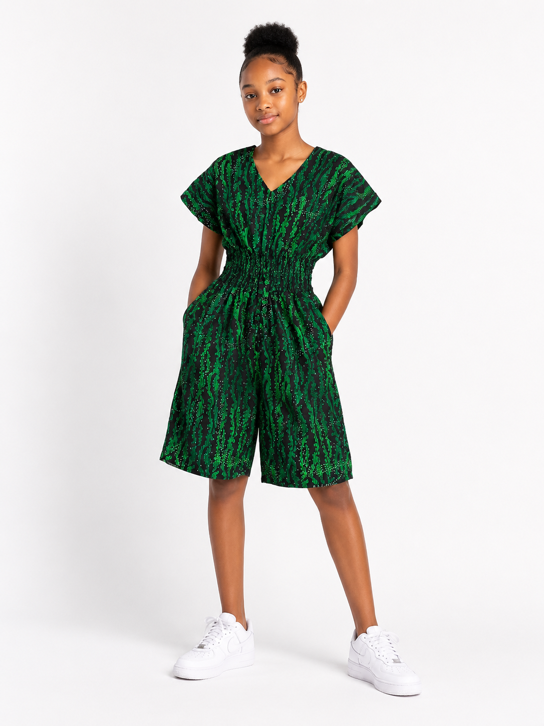 Ankara Smocked Waist Playsuit | African Print Romper | Agbeke Style