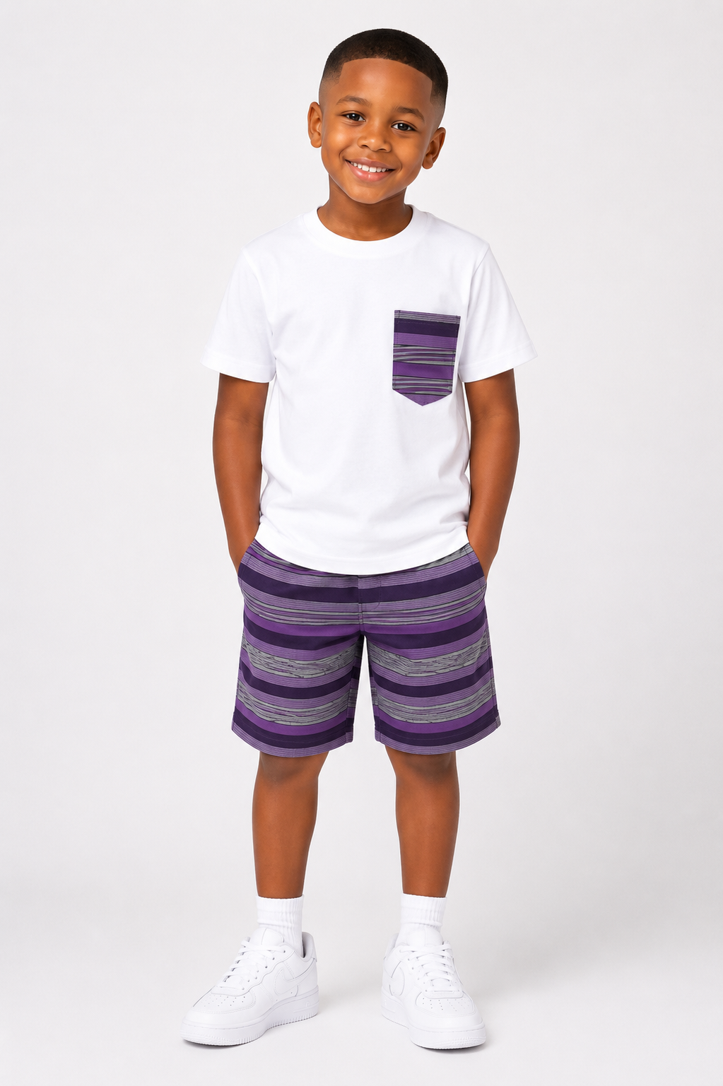 *Unisex Asooke Shorts & Tee Set | African Print Kids' 2-Piece Set | Agbeke Style