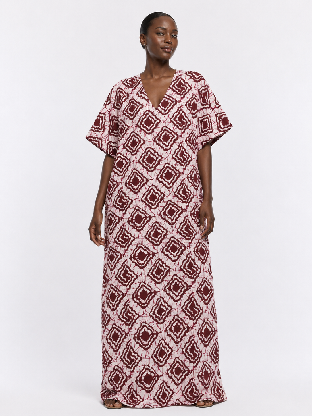 *Ankara V-Neck 1-Stripe Back Maxi Dress  | African Print Bubu| Agbeke Style