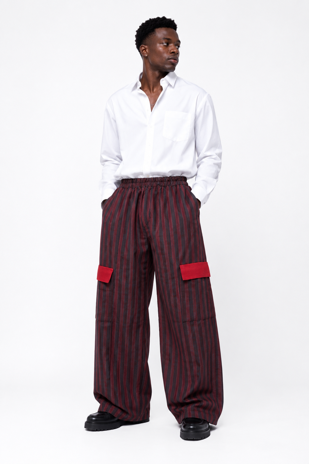 Asooke Striped Palazzo Cargo Pants | African Print Trousers for Men | Agbeke Style