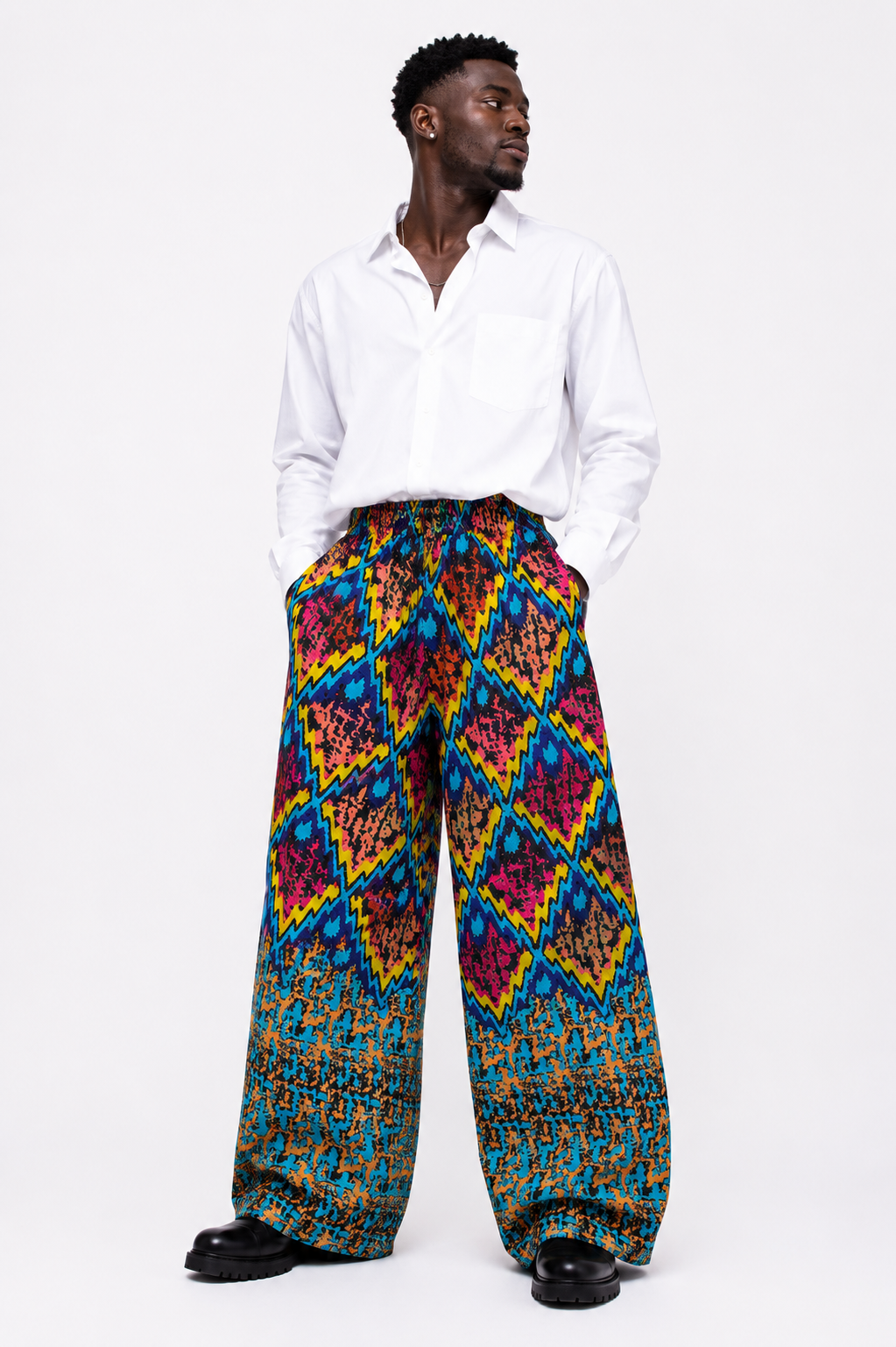 African Print Palazzo Pants for Men | Wide-Leg Trousers | Agbeke Style