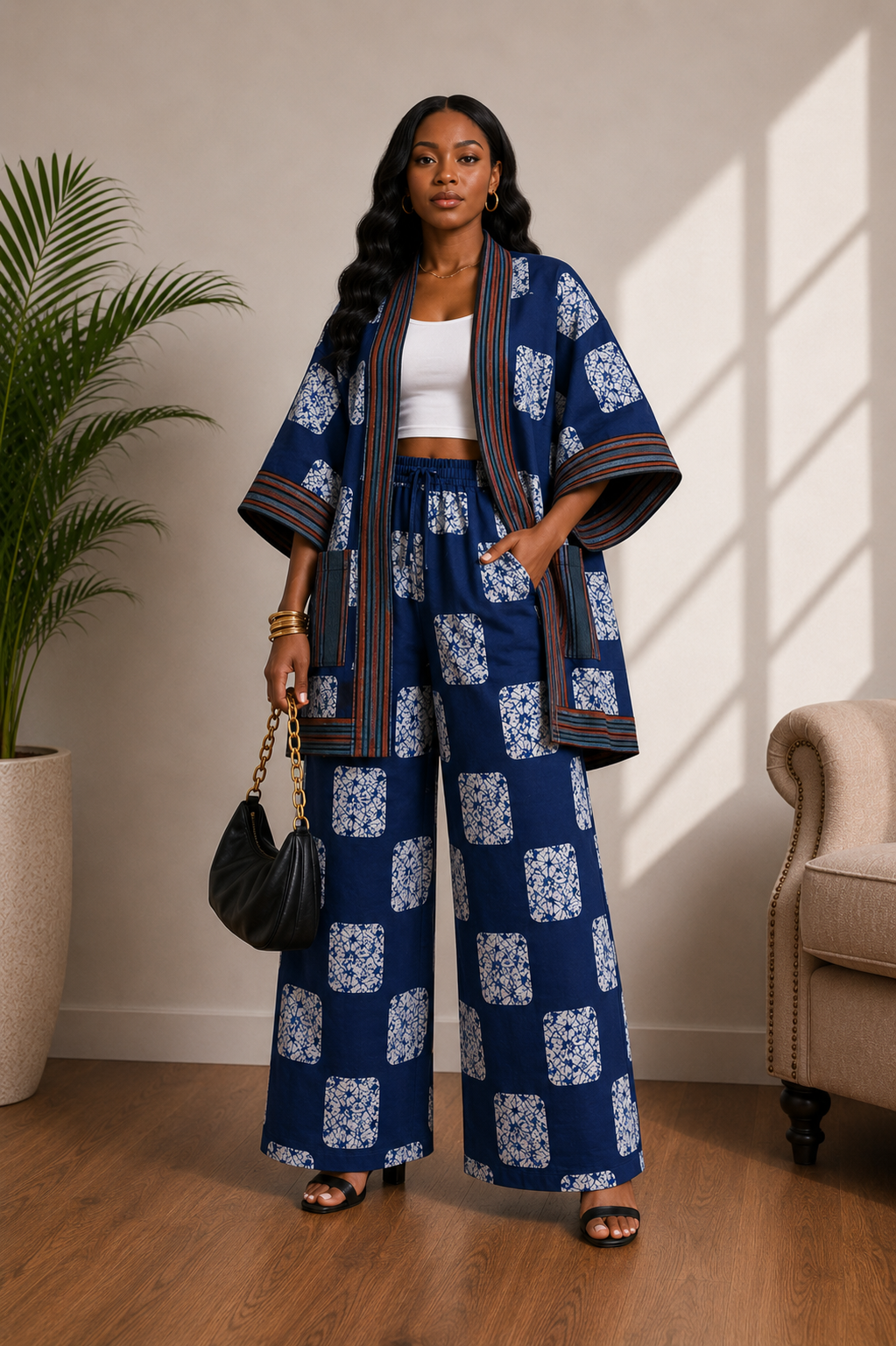 Ankara & Asooke 2-Piece Kimono & Palazzo Pants Set | African Print | Agbeke Style