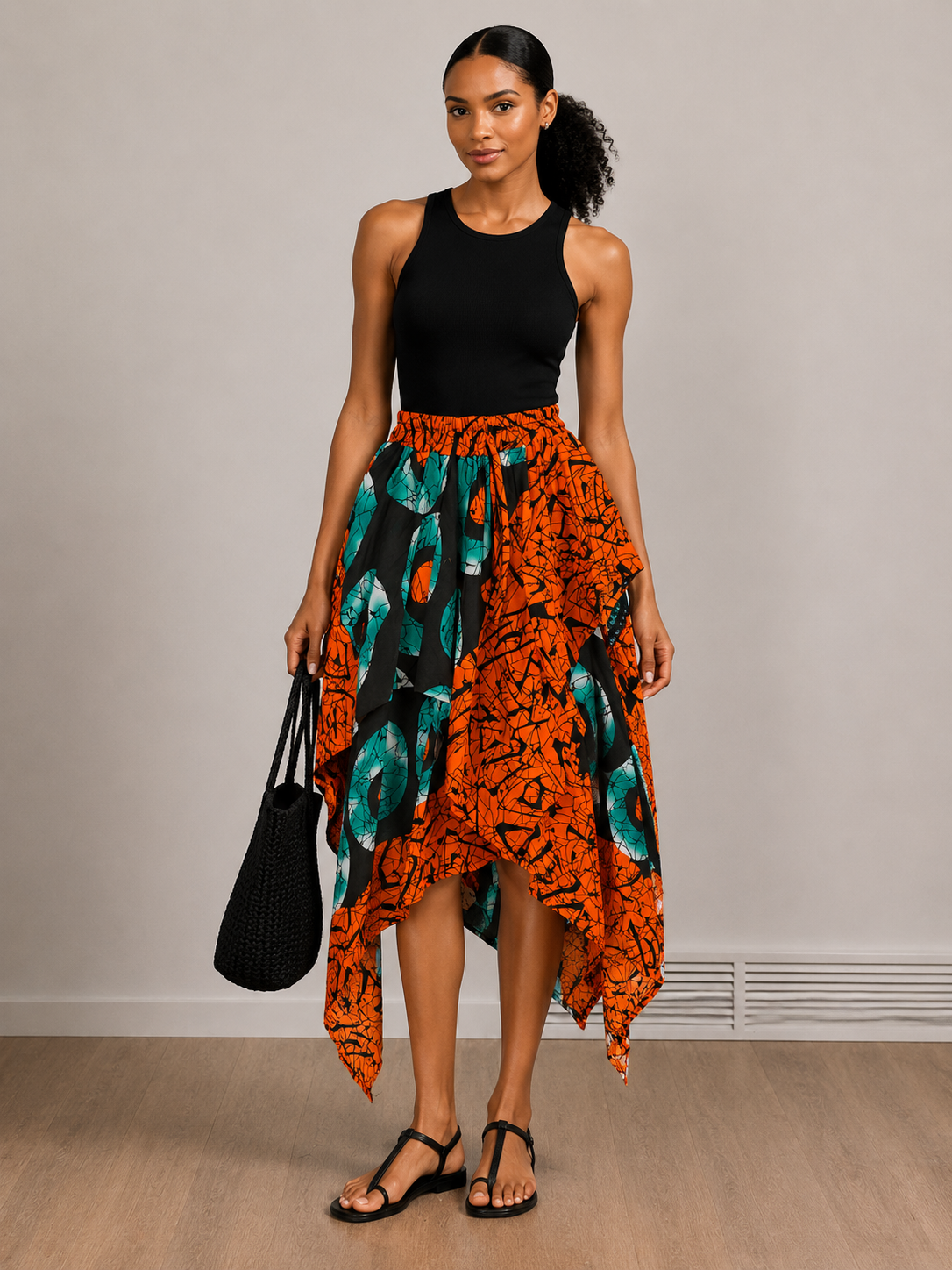 *Ankara Handkerchief Hem Skirt | African Print Skirt | Agbeke Style