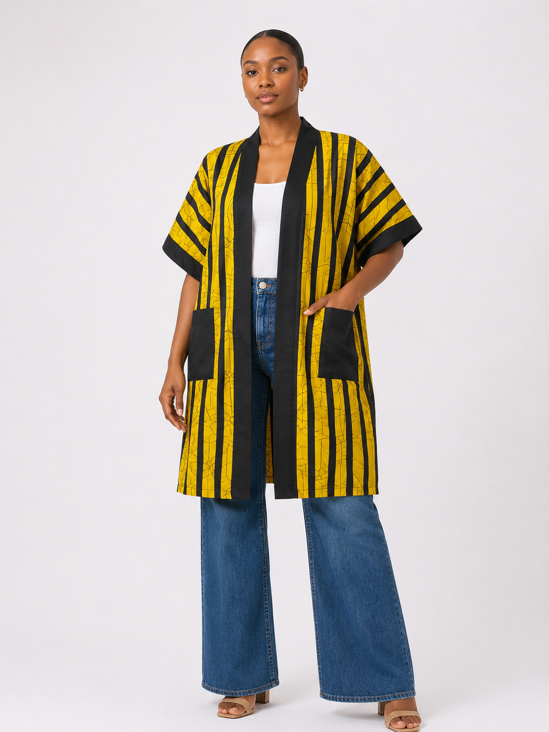 Ankara Kimono with Silk edges | African Print Duster | Agbeke Style